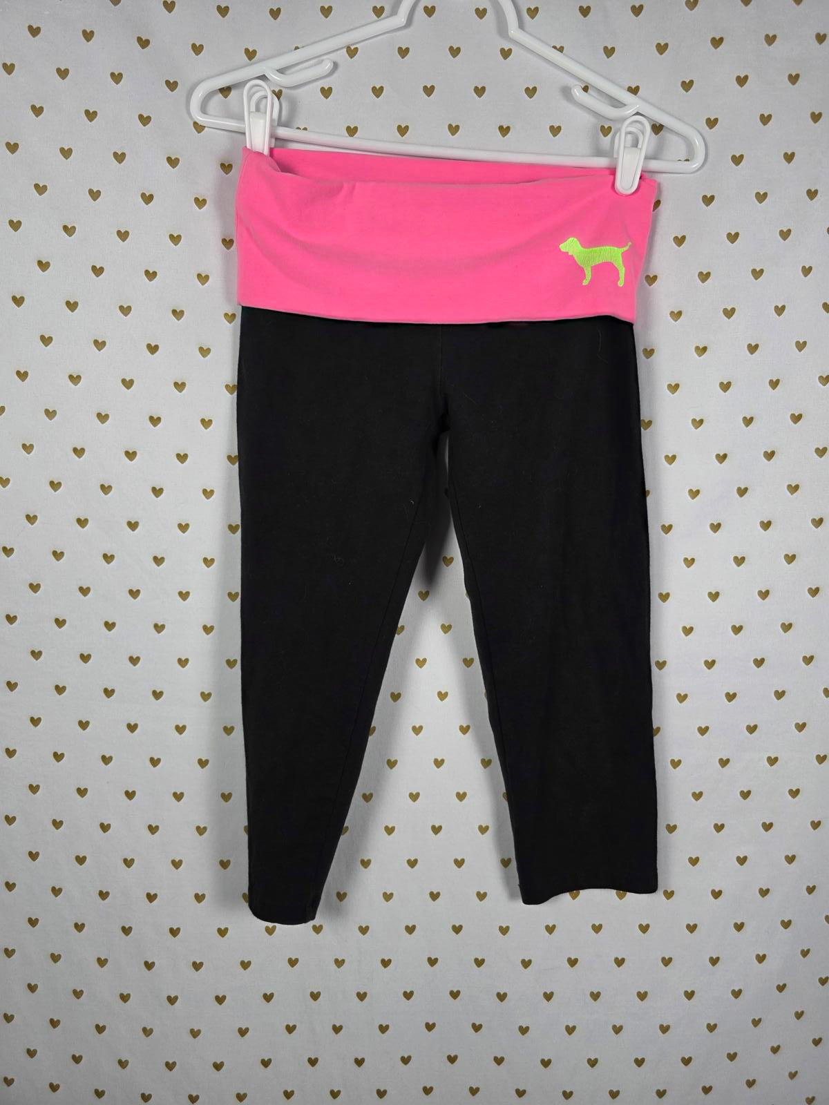 Victorias Secret PINK LOVE Vintage Y2k CAPRI Yoga Pants FOLDOVER XS