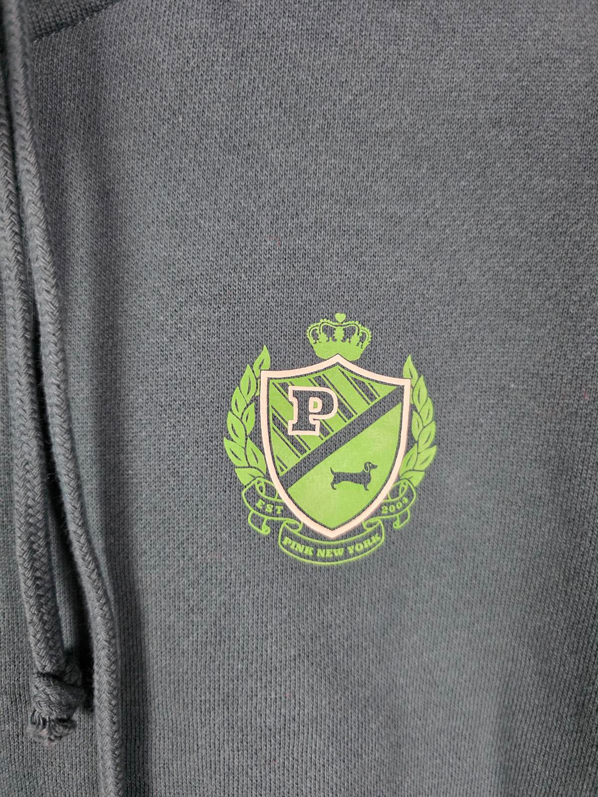Victorias Secret Pink GREEN NEW NWT Full Zip Hoodie Jacket SMALL Crest Varsity