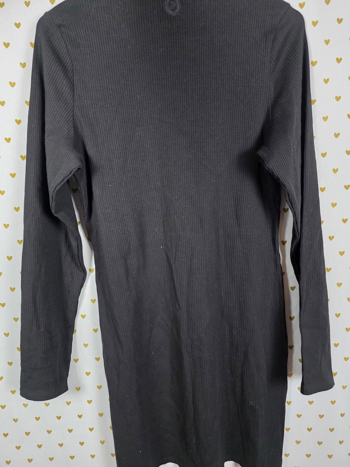Victorias Secret PINK NEW NWT Black Ribbed Dress Long sleeve XL