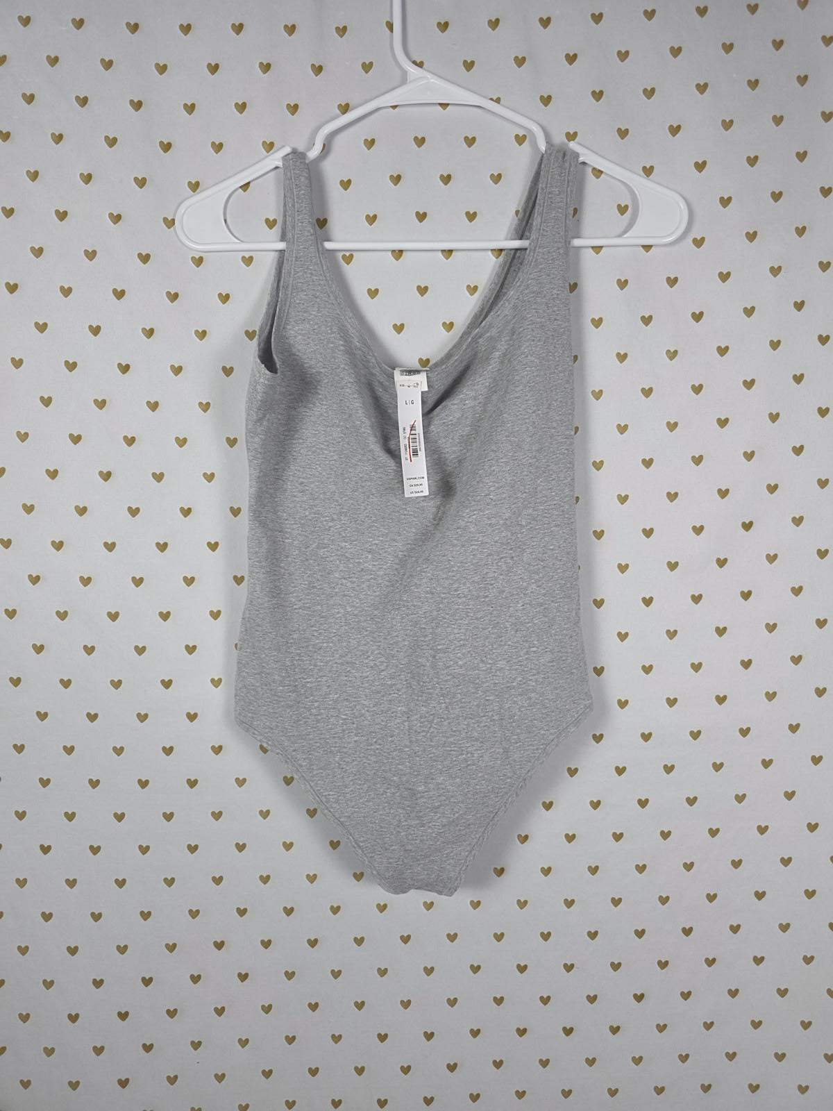 Victorias Secret PINK Grey NEW NWT Large Thong Bodysuit Tank