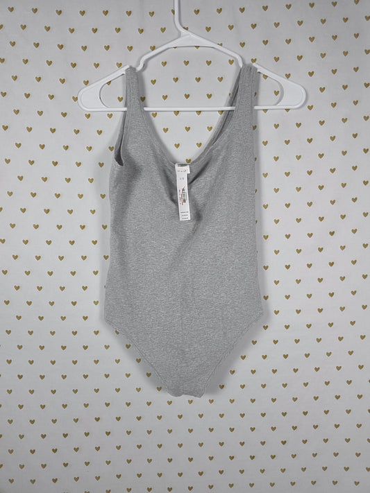 Victorias Secret PINK Grey NEW NWT Large Thong Bodysuit Tank