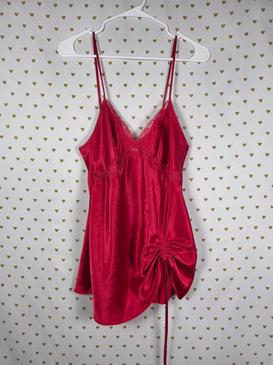Victorias Secret Red Satin Silky Sexy Nightie Lingerie Slip Chemise MEDIUM