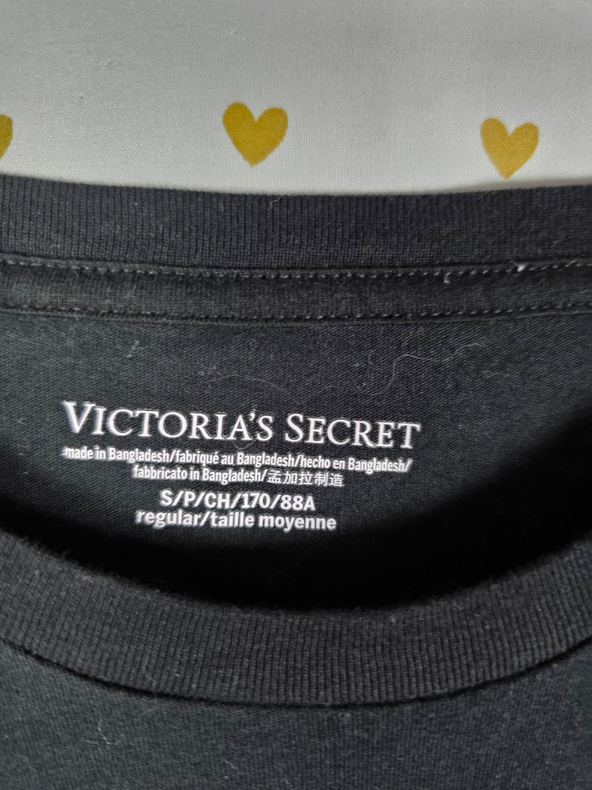 Victorias Secret PINK SIGNATURE Long sleeve tee Shirt Black BLING STUDDED SMALL