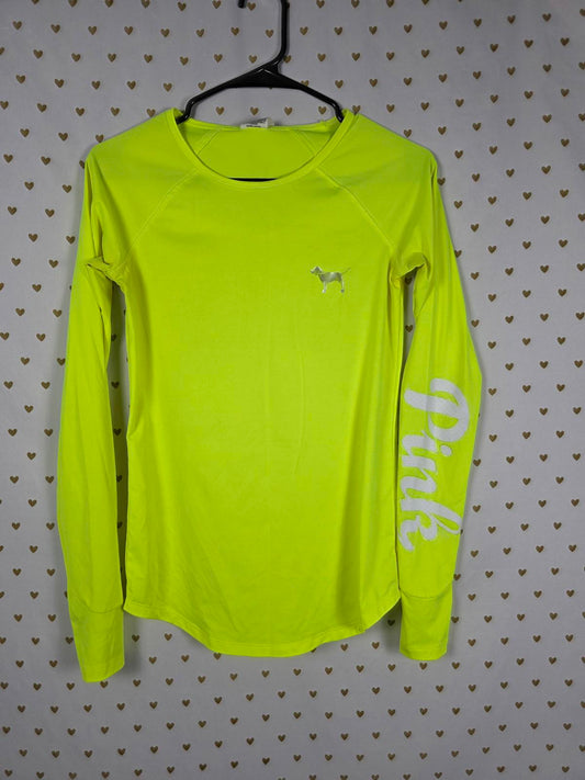 Victorias Secret PINK NEON Active Long Sleeve Logo Shirt XS