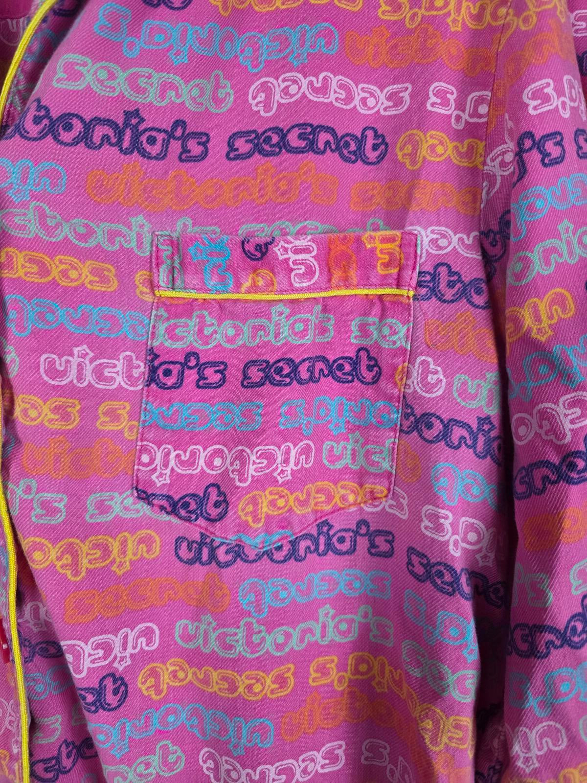 VINTAGE Victorias Secret Flannel PJ Pajama Set MEDIUM Cotton Shirt Pants Logo
