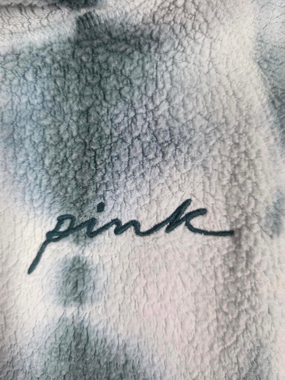 Victorias Secret Pink Fleece Sherpa Tye Dye Pullover Hoodie Sweater MEDIUM