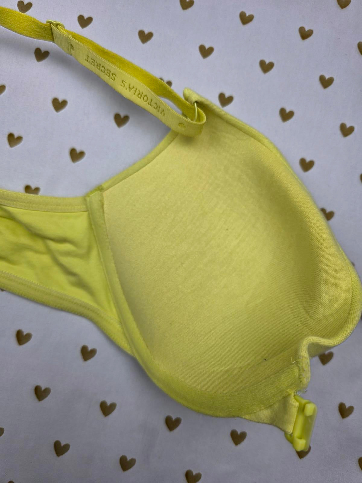 Victorias Secret Yellow Cotton Racerback Front Close Plunge Bra 34D