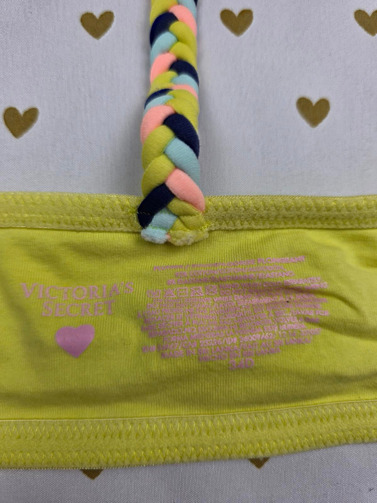 Victorias Secret Yellow Cotton Racerback Front Close Plunge Bra 34D