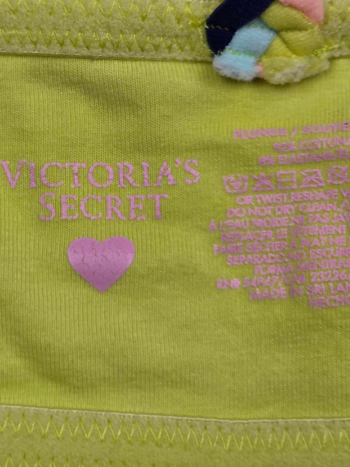 Victorias Secret Yellow Cotton Racerback Front Close Plunge Bra 34D