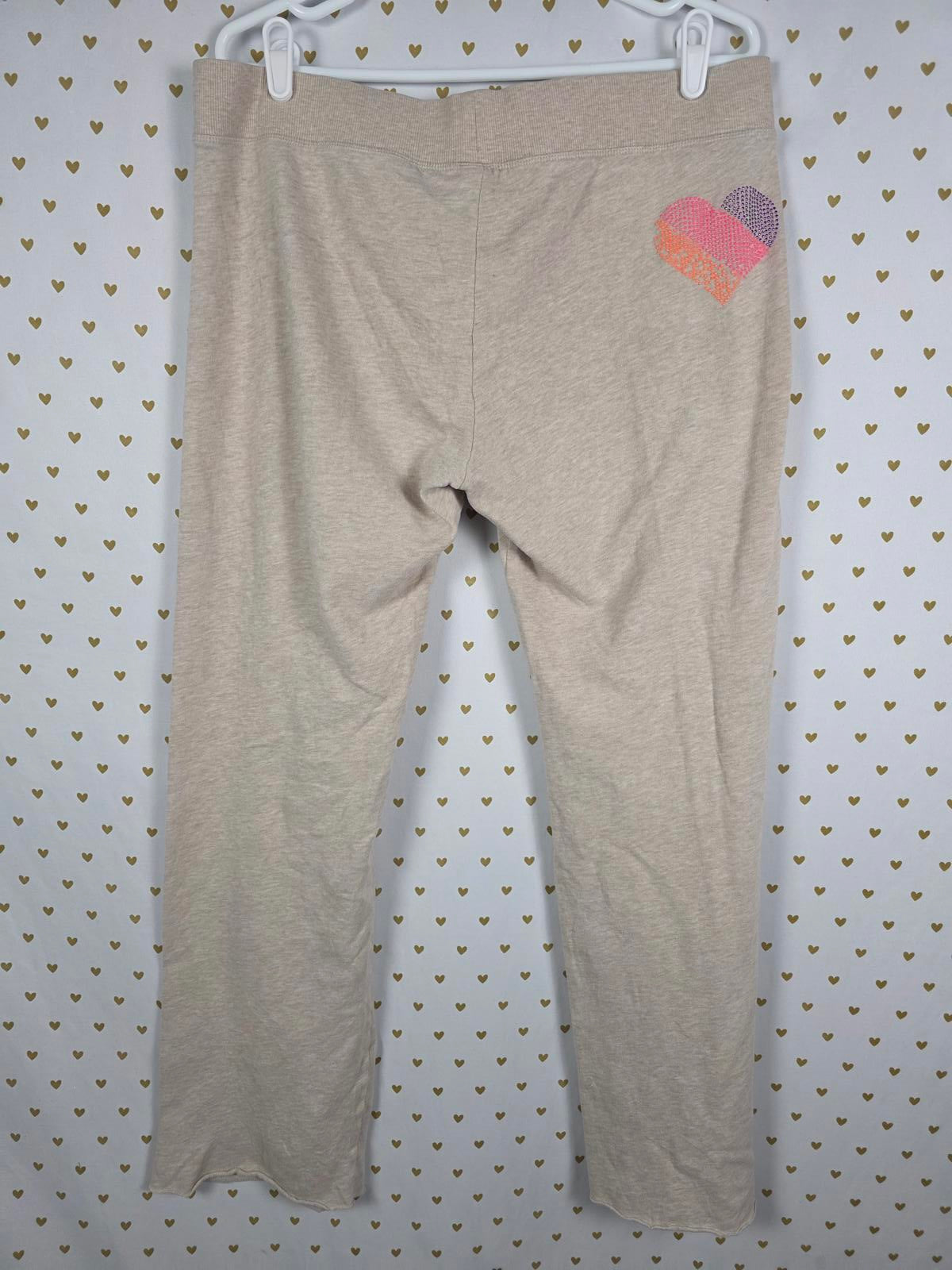 Victorias Secret SUPERMODEL ESSENTIALS Heart Bing Straight Leg Sweatpants LARGE