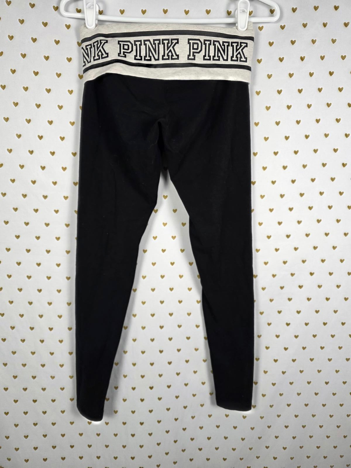 Victorias Secret PINK Logo Vintage Y2k FOLDOVER YOGA PANTS Ankle Skinny xs