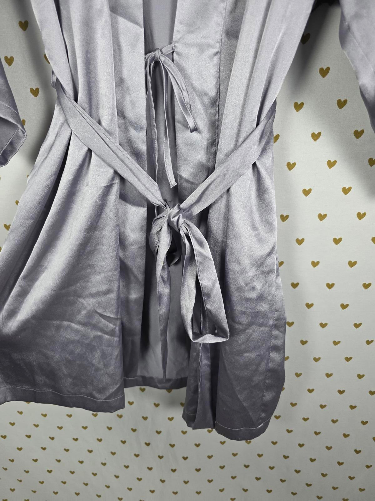 Victorias Secret LIMITED EDITION Satin Silky Robe BLING WINGS Studded Grey S M