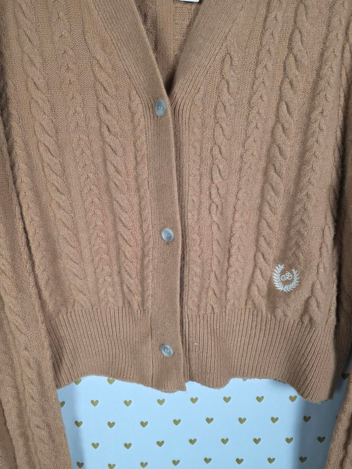 Victorias Secret Pink NEW NWT Collegiate Cable Knit Cardigan Sweater LARGE