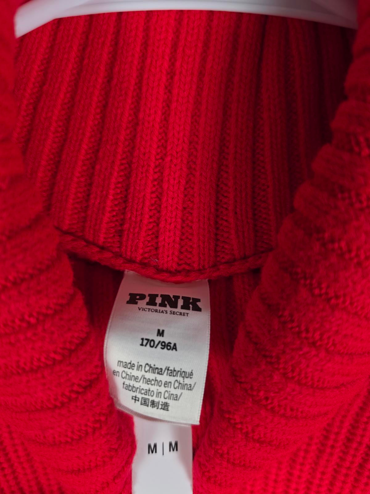 Victorias Secret Pink NEW NWT Varsity Knit Chunky Turtleneck sweater MEDIUM