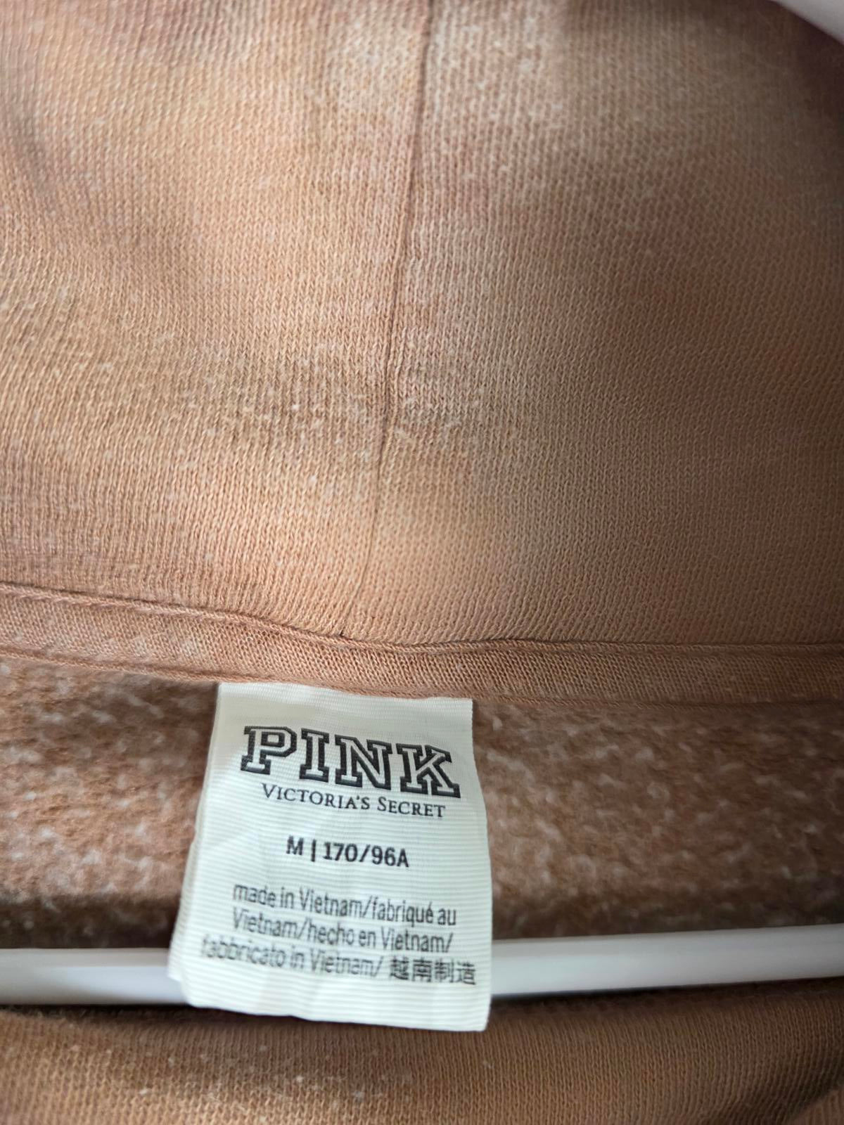 Victorias Secret Pink Vintage Style Cowl Neck Brown Logo Sweater Shirt MEDIUM