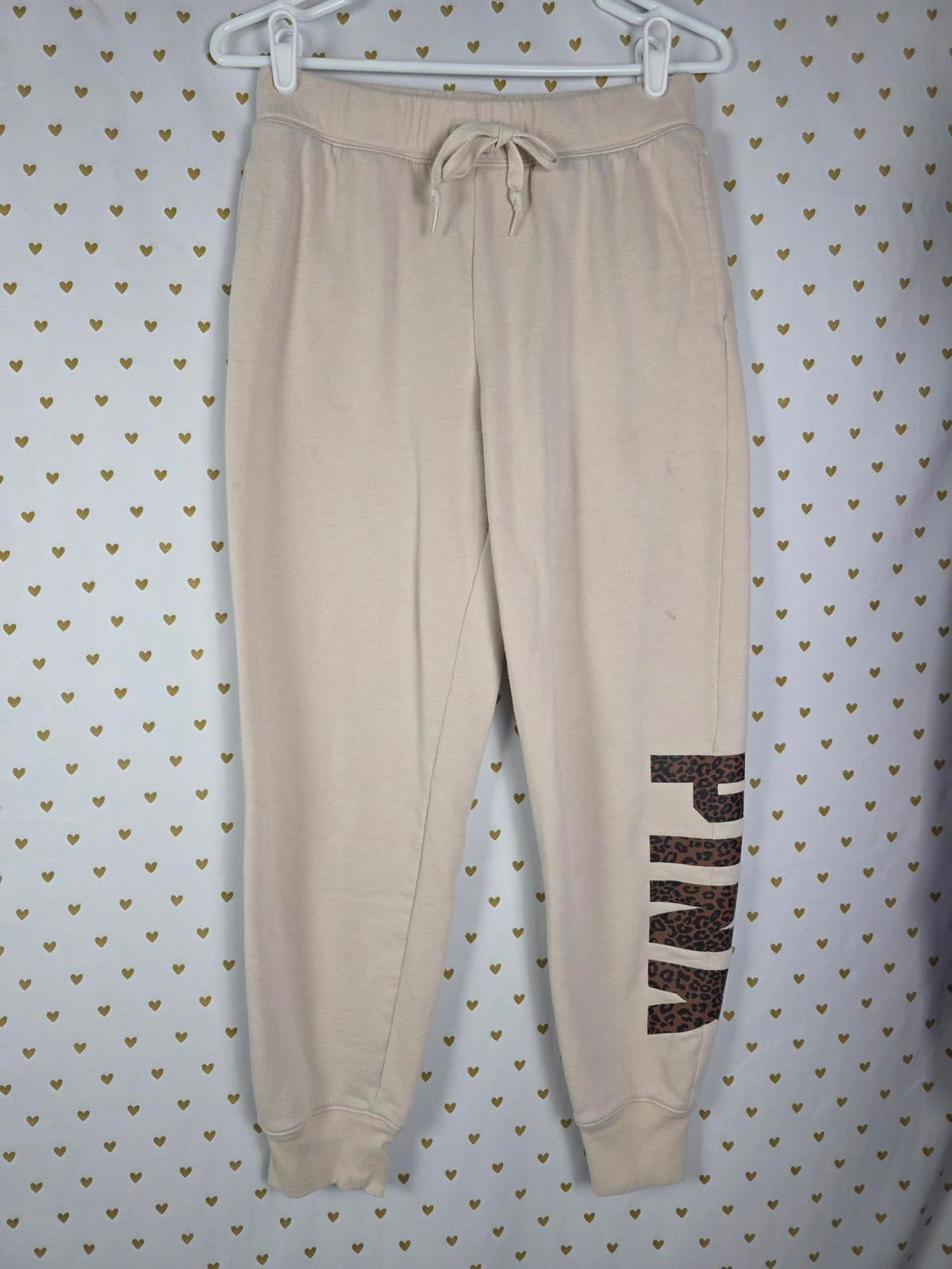Victorias Secret Pink LEOPARD CHEETAH SET Hoodie Joggers Sweats SMALL Logo