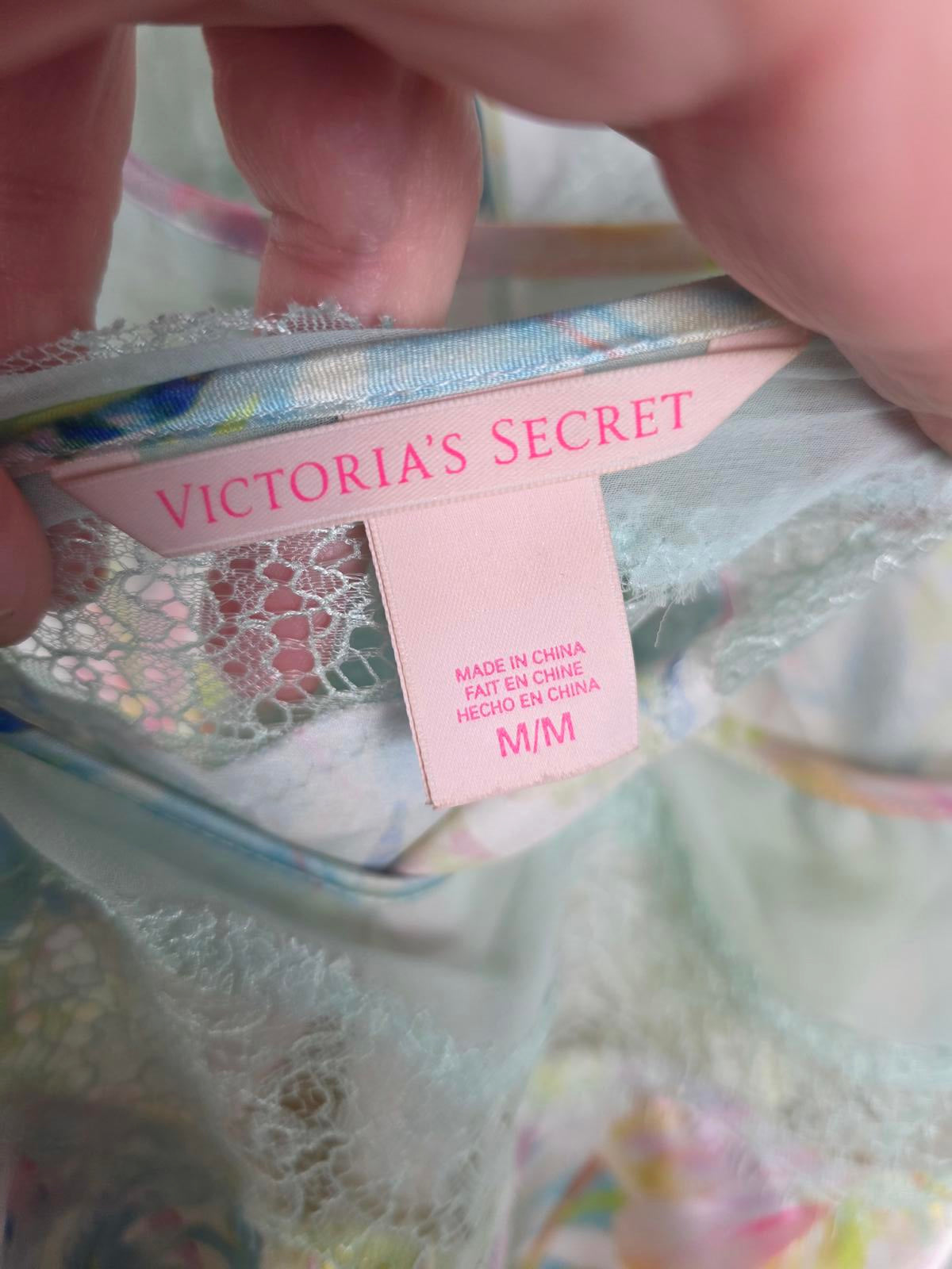 Victorias Secret Sexy Floral Slip Dress Nightie Silky Lace Lingerie MEDIUM