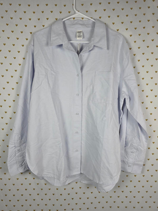 Victorias Secret PINK NEW NWT Embroidered Logo Button Down Shirt Long Sleeve XL
