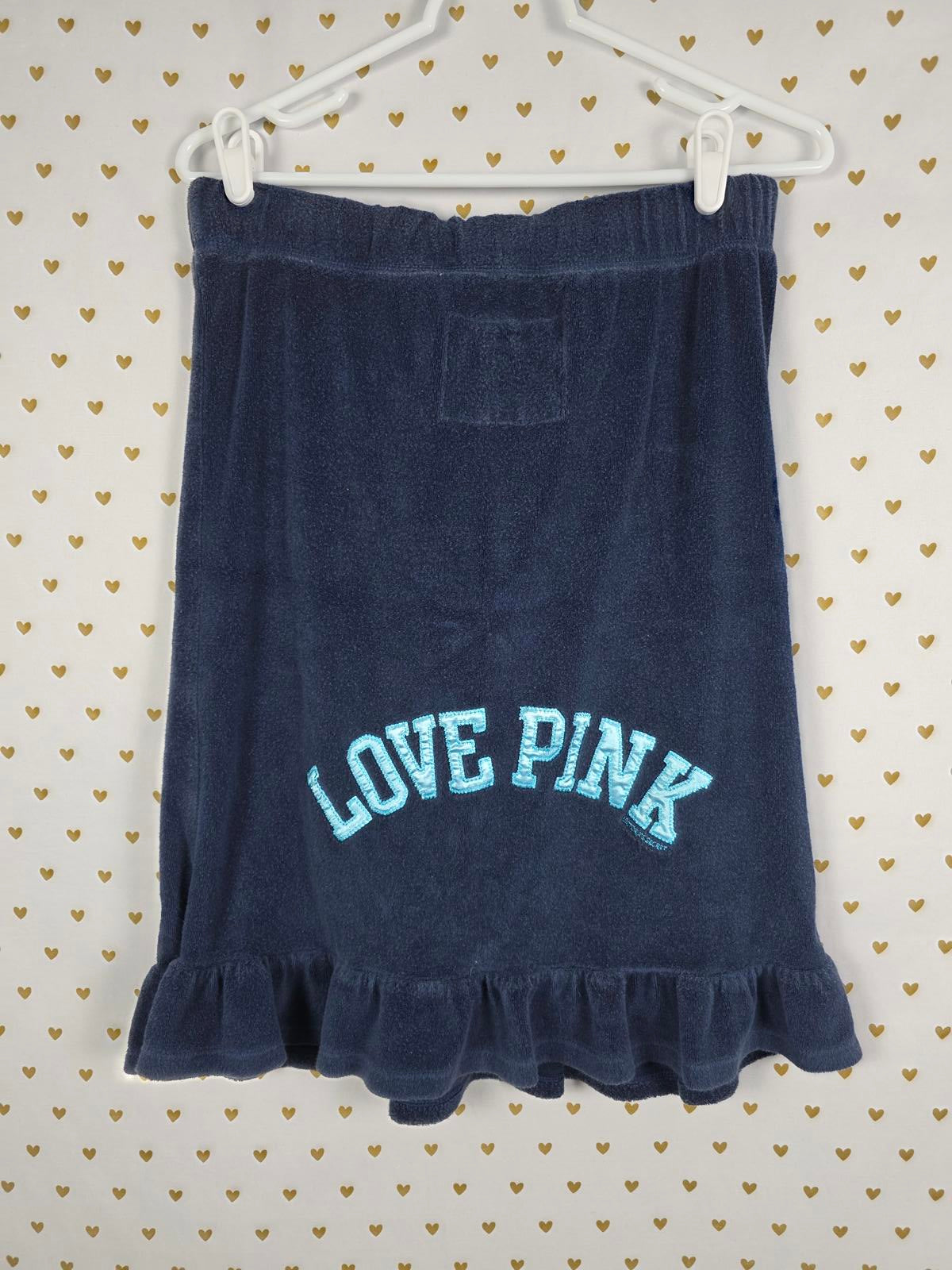 Victoria Secret PINK Velour VINTAGE LOVE Strapless Dress UNIVERSITY RARE XS SM