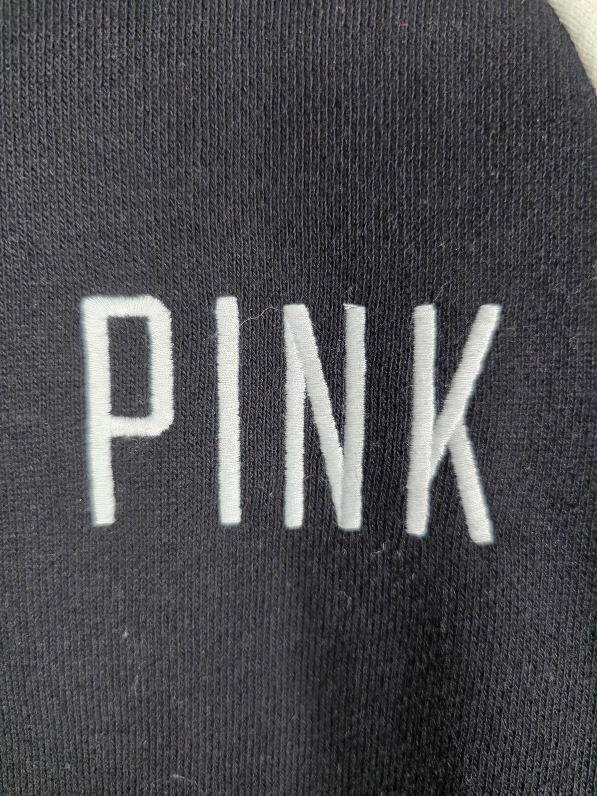 Victorias Secret Pink VARSITY Embroidered Jacket Coat Button Front Thick SMALL