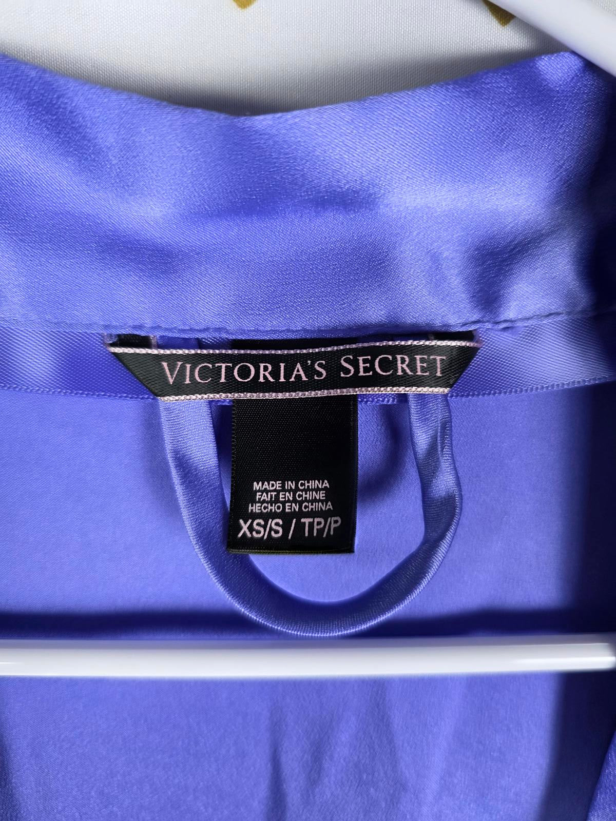 Victorias Secret Satin Silky Robe Blue Flowy Kimono Wrap XS SMALL