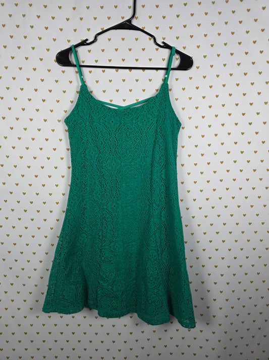 Green Cute Flowy Knee Length Cutout Dress GREEN MEDIUM