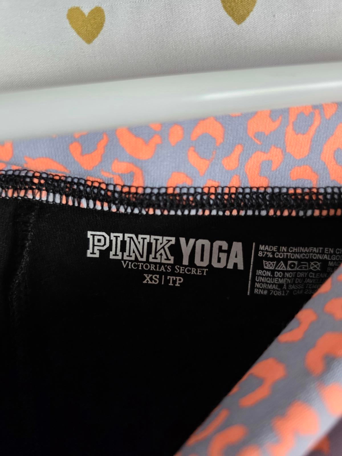 Victorias Secret PINK Neon Leopard Cheetah VINTAGE Foldover Yoga Pants Capri XS