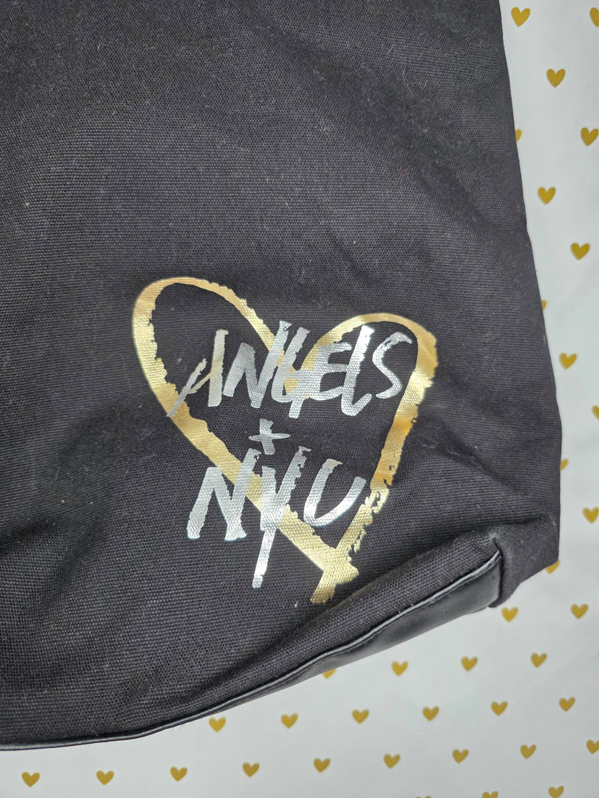 VICTORIA'S SECRET NYC 2018 Signature Tote Bag Canvas Black Gold Stars Jumbo