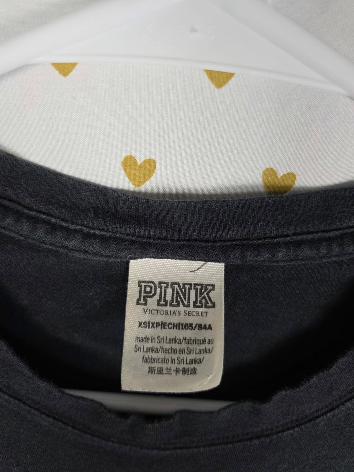 Victorias Secret PINK BLING GOLD LONG SLEEVE Campus Tee shirt XS