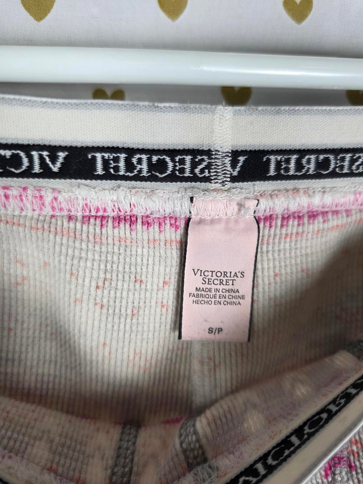 Victorias Secret WAFFLE Pattern Sleep Set Long Sleeve Shirt Pants Fitted SMALL M