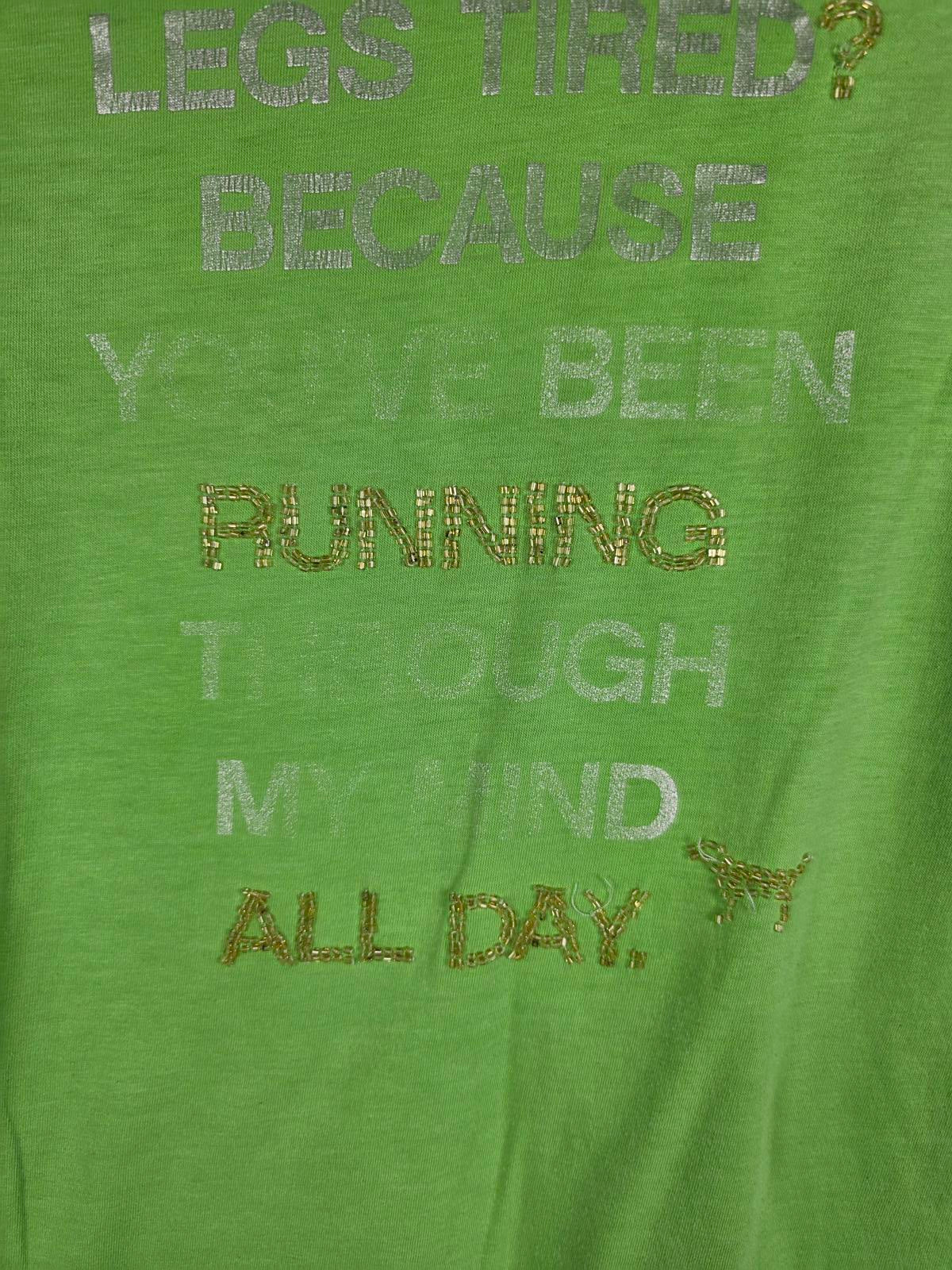 Victorias Secret PINK RARE VINTAGE y2k Green Bling Tee Shirt Cotton SMALL