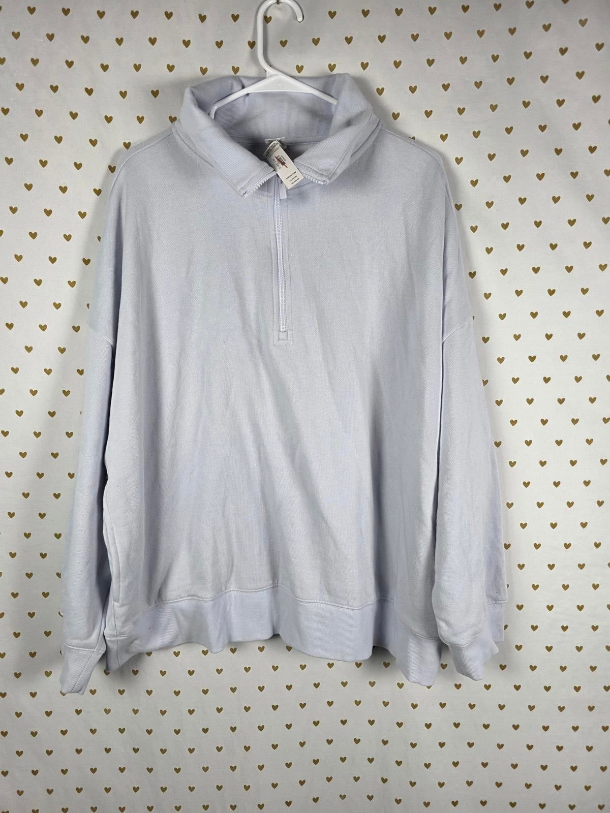 Victorias Secret Pink NEW NWT Light Blue Quarter zip Sweater 2XL XXL Embroidered