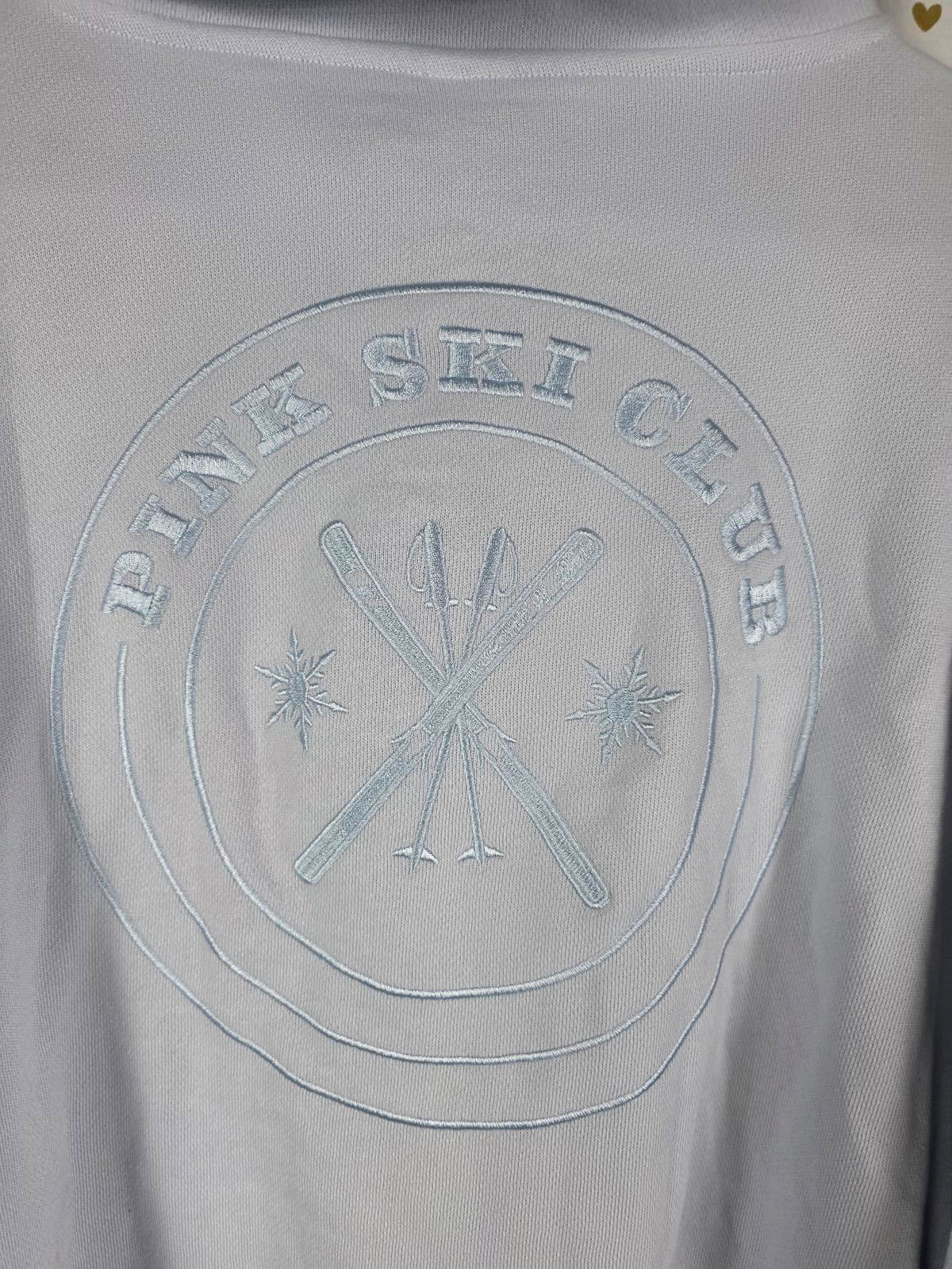 Victorias Secret Pink NEW NWT Light Blue Quarter zip Sweater 2XL XXL Embroidered