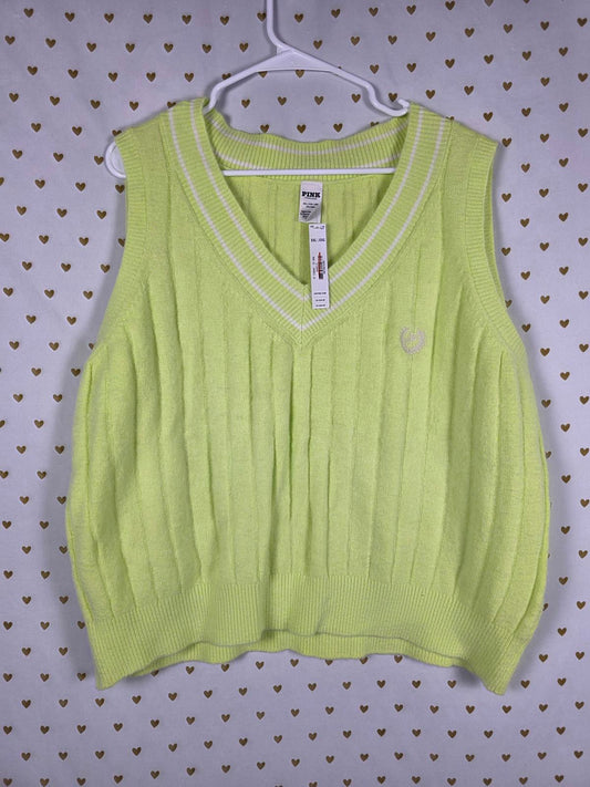 Victorias Secret Pink new NWT Cable Knit Sweater 2XL XXL Ribbed Crest $50