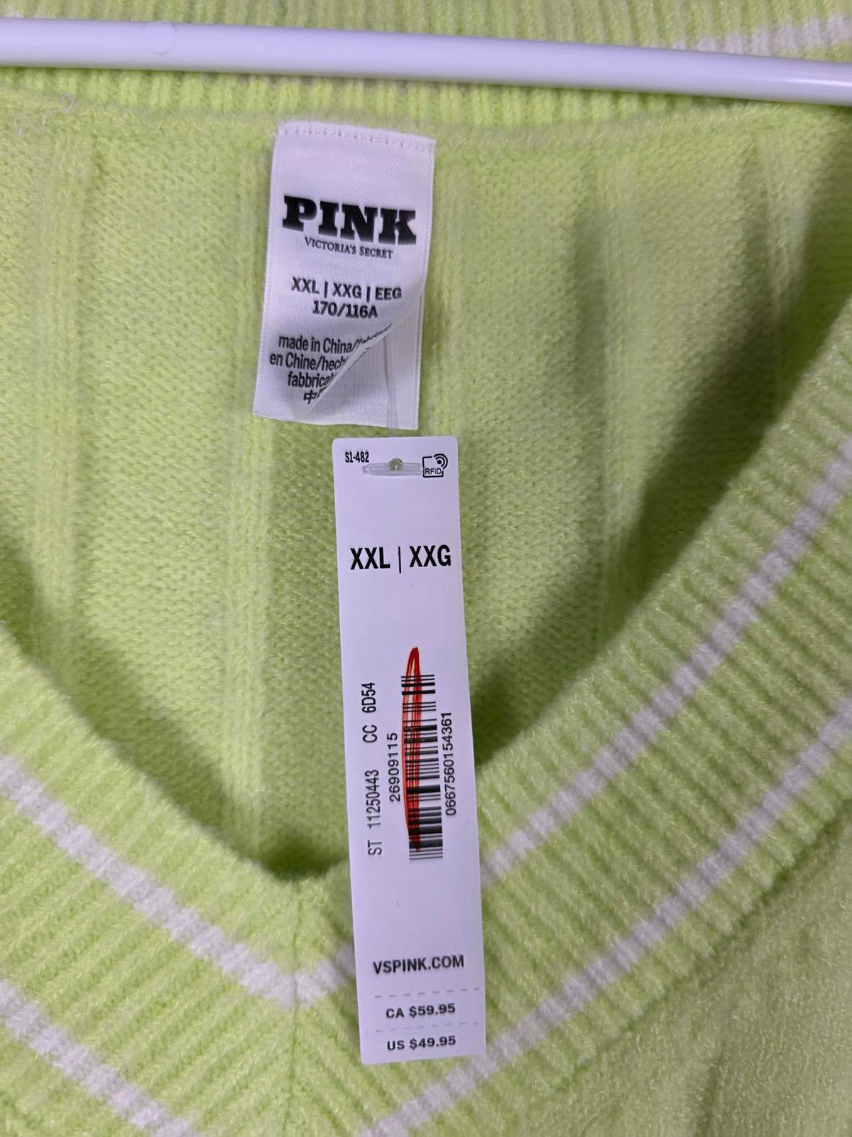 Victorias Secret Pink new NWT Cable Knit Sweater 2XL XXL Ribbed Crest $50