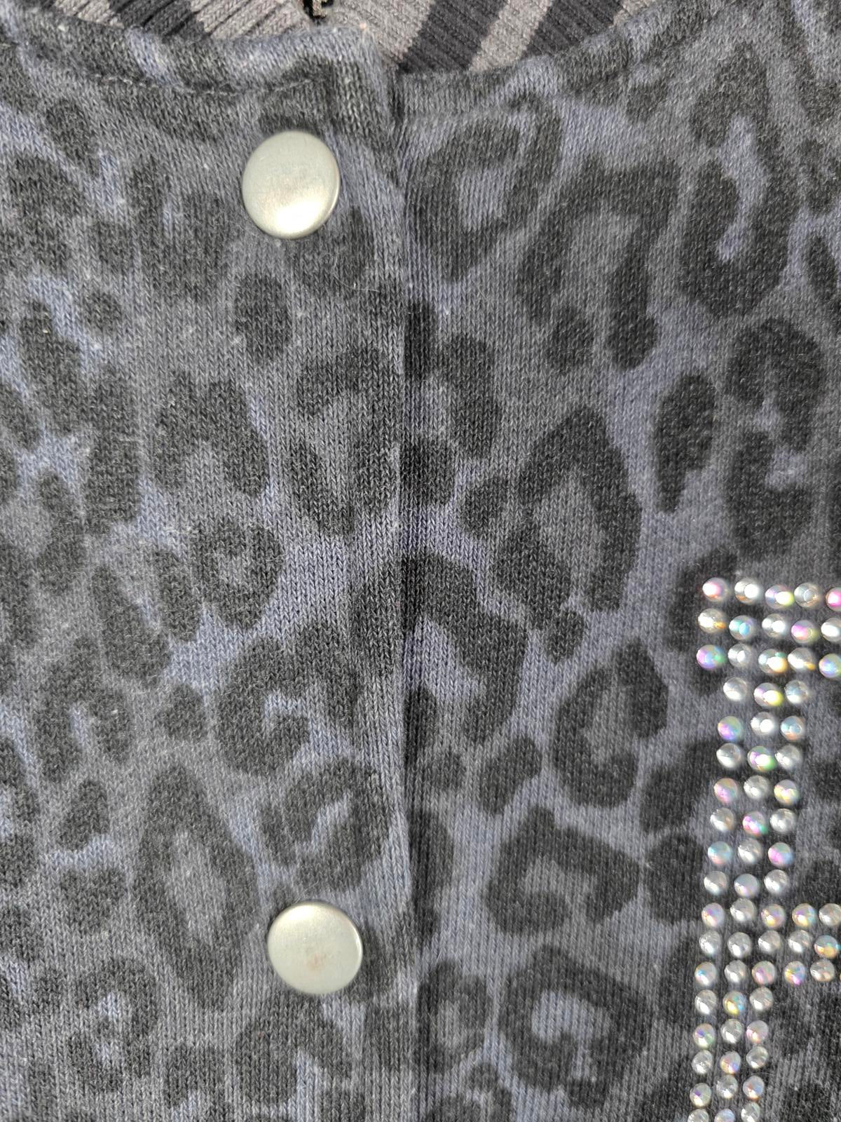 Victorias Secret Pink BLING CHEETAH LEOPARD Logo Varsity Bomber LARGE