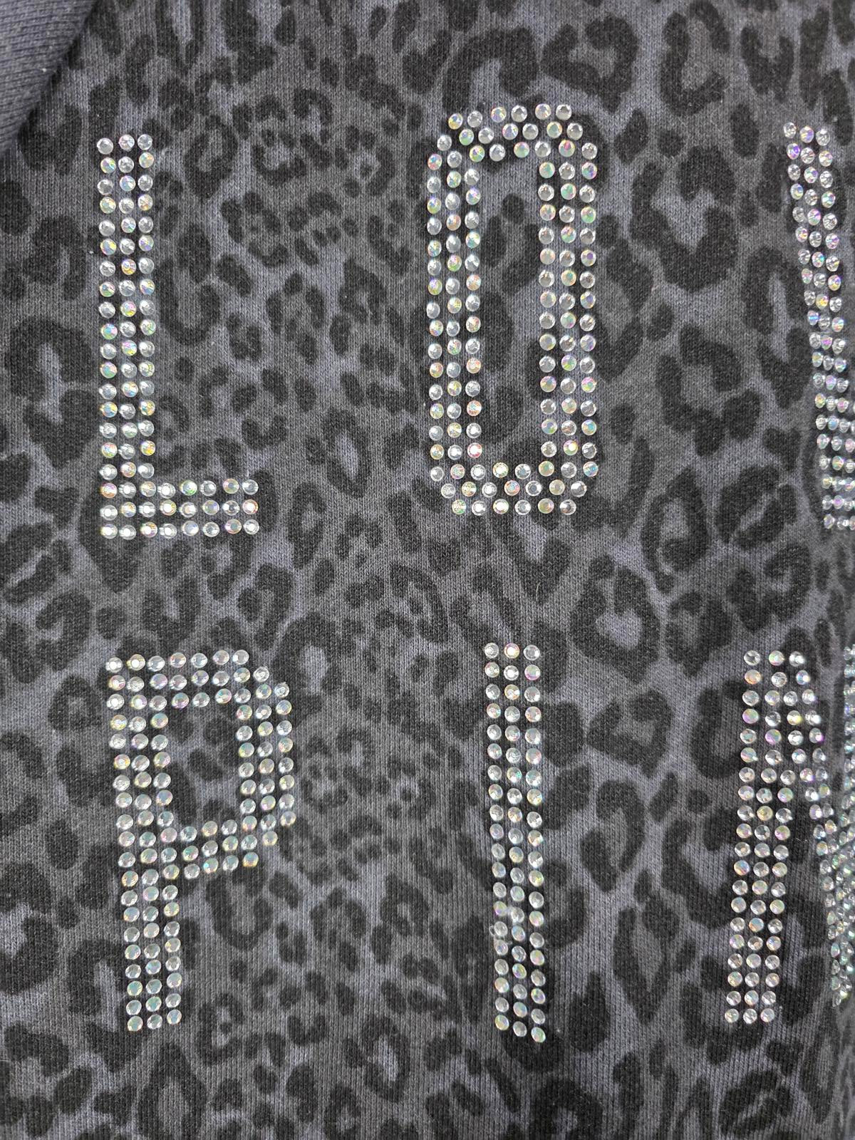 Victorias Secret Pink BLING CHEETAH LEOPARD Logo Varsity Bomber LARGE