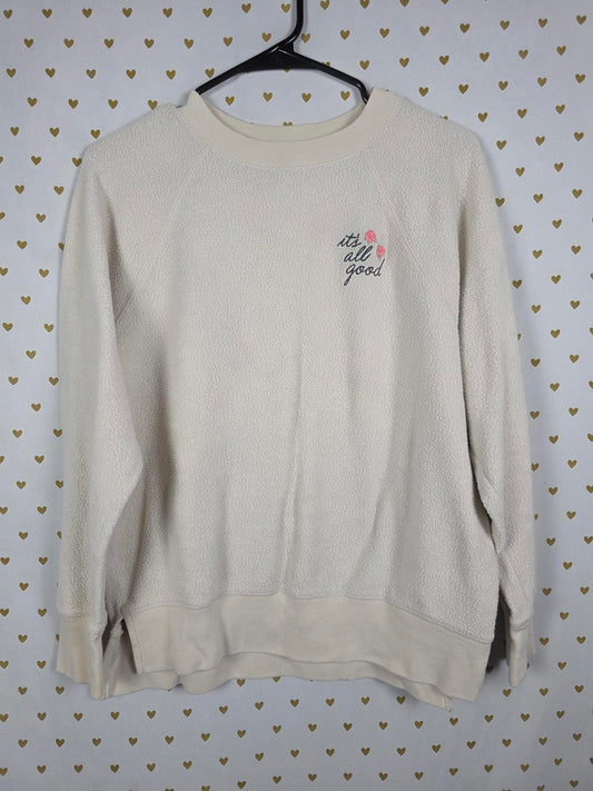 Victorias Secret Pink Sherpa Crew Neck Sweater ITS ALL GOOD oversized xs