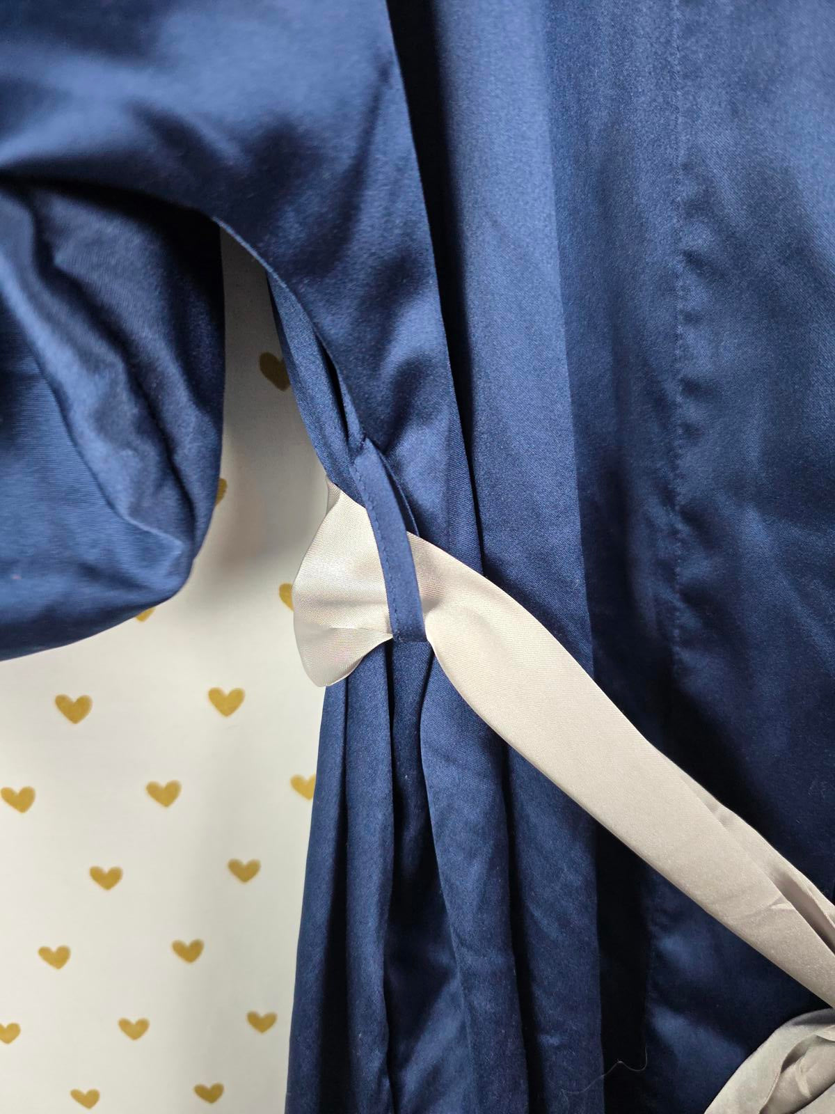 Victorias Secret Satin Silky Robe LONG Dark Blue Grey XS SMALL Kimono Smock