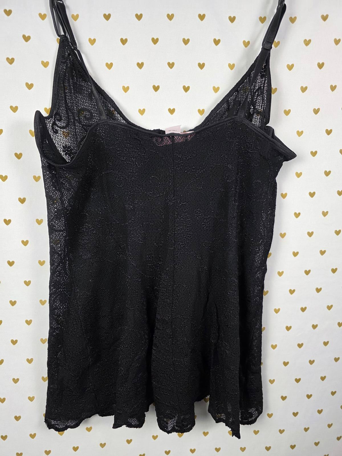 Victorias Secret Sexy Sheer Black Stretchy Lace Babydoll Nightie Lingerie Dress