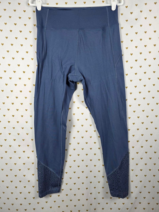 Victorias Secret PINK Cutout Macrame Tapered Sport Leggings Blue Active LARGE