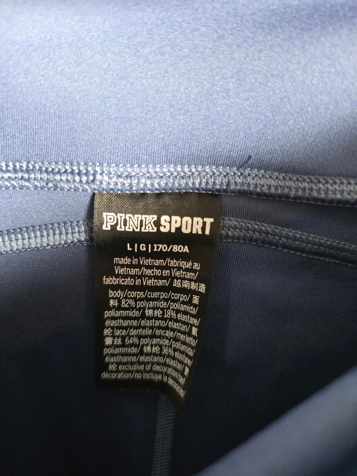 Victorias Secret PINK Cutout Macrame Tapered Sport Leggings Blue Active LARGE