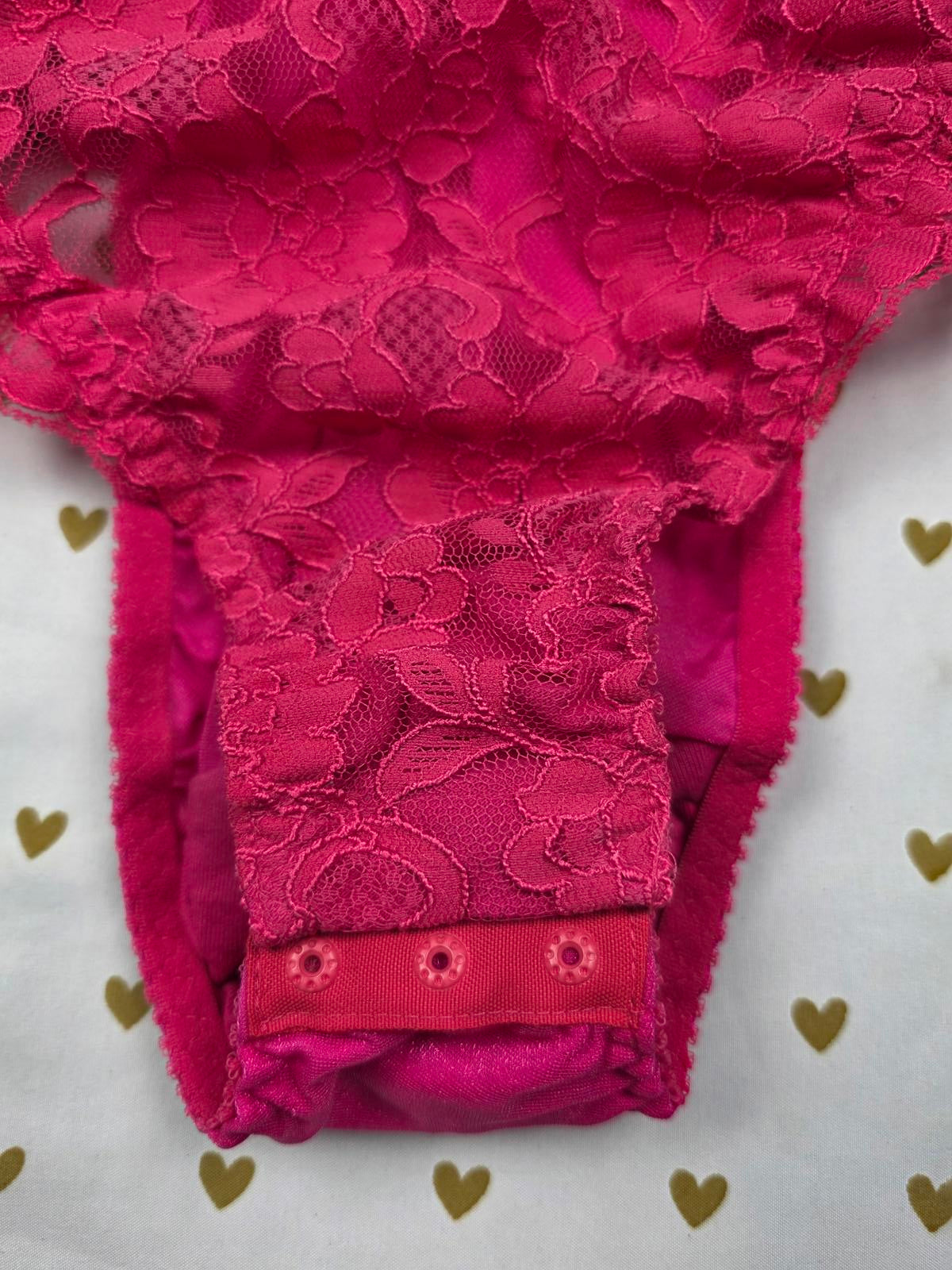 Victorias Secret VINTAGE 36A Pink Sexy Teddy Ruffled 90's Lingerie Bodysuit
