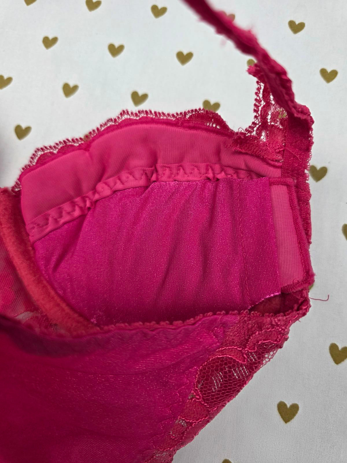 Victorias Secret VINTAGE 36A Pink Sexy Teddy Ruffled 90's Lingerie Bodysuit