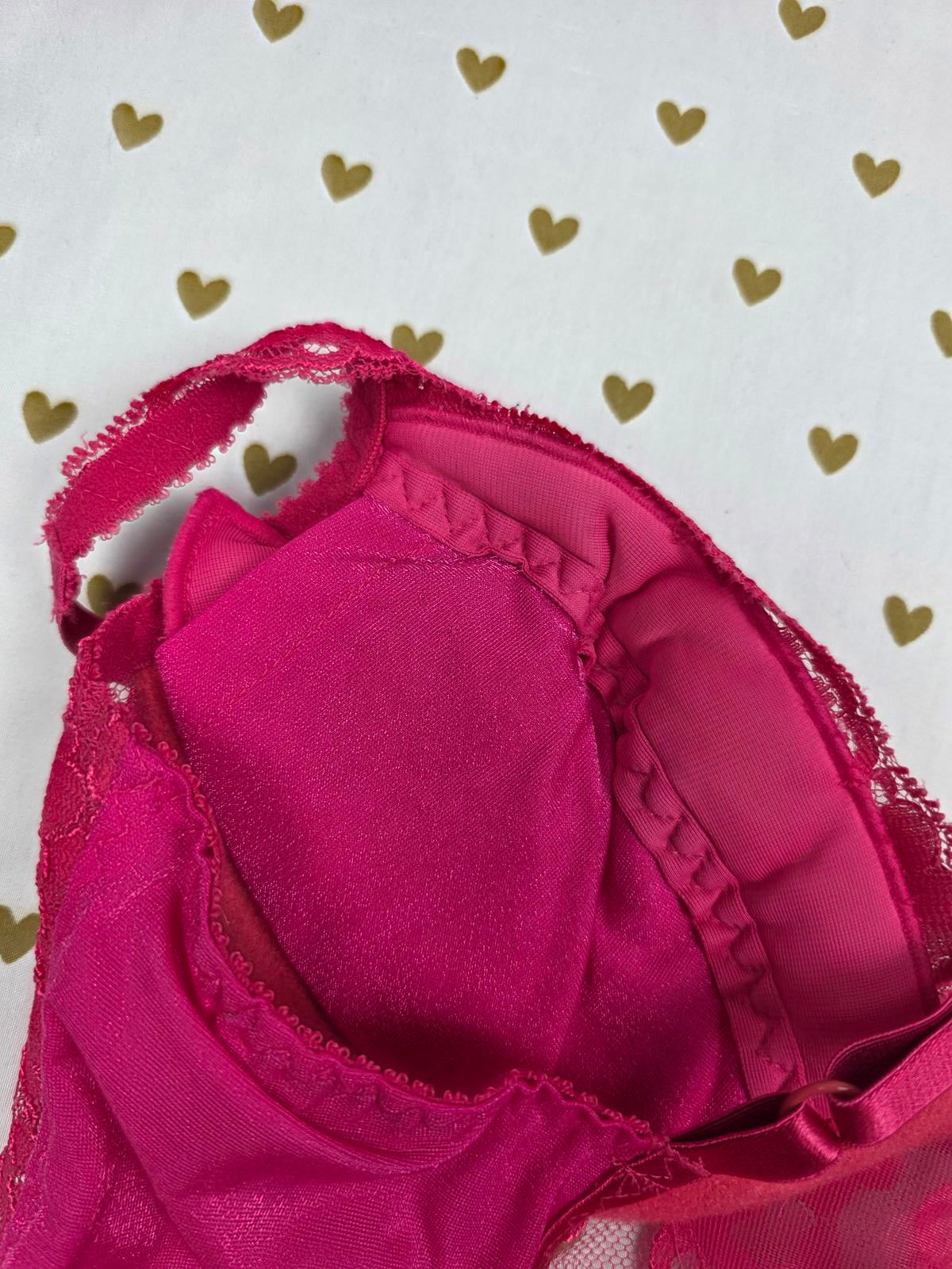 Victorias Secret VINTAGE 36A Pink Sexy Teddy Ruffled 90's Lingerie Bodysuit