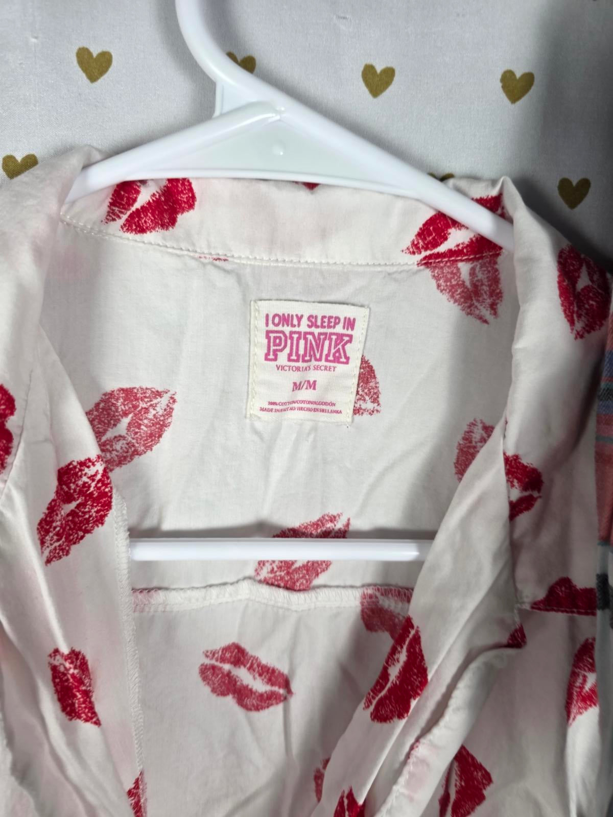 Victorias Secret LOT of 3 MEDIUM Sleep Tops Shirts Pajama Plaid Button Down