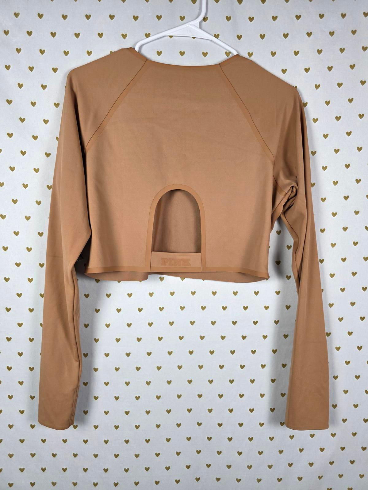 Victorias Secret PINK NEW Brown NWT Brown Active Cropped XL Shirt Open Back