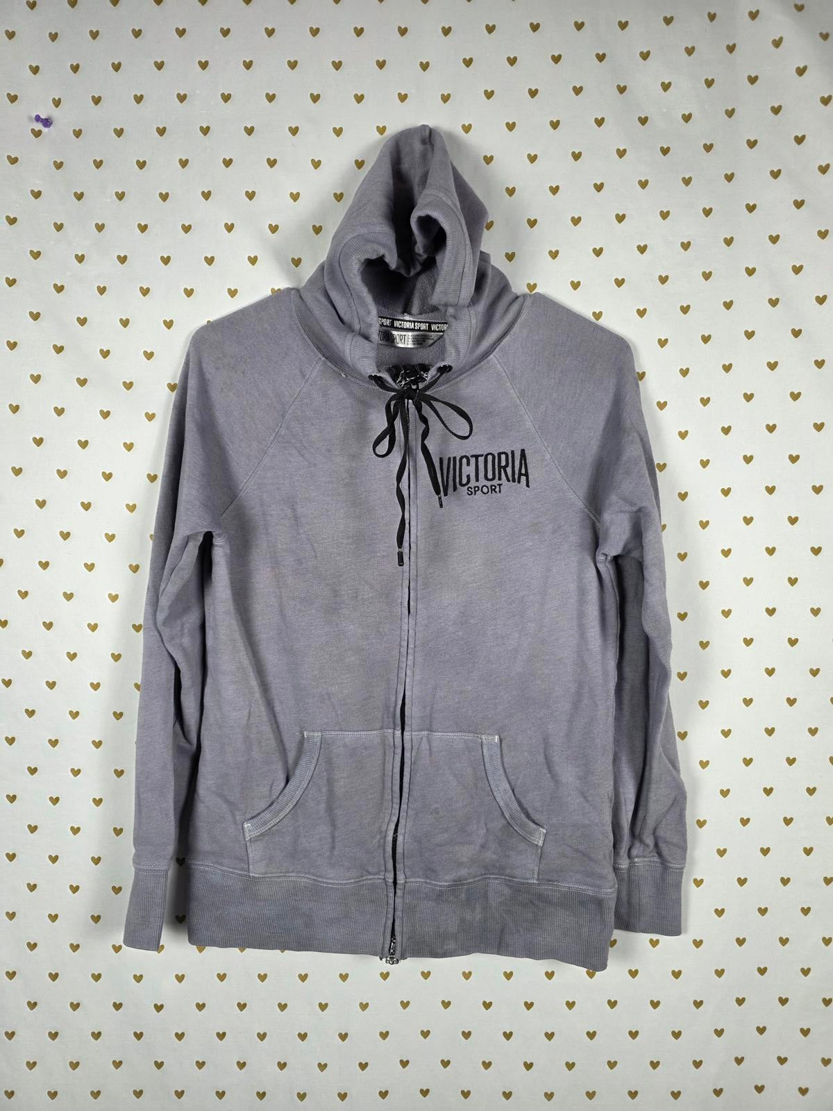 Victorias Secret SPORT Double Zip Hoodie Jacket Grey SMALL