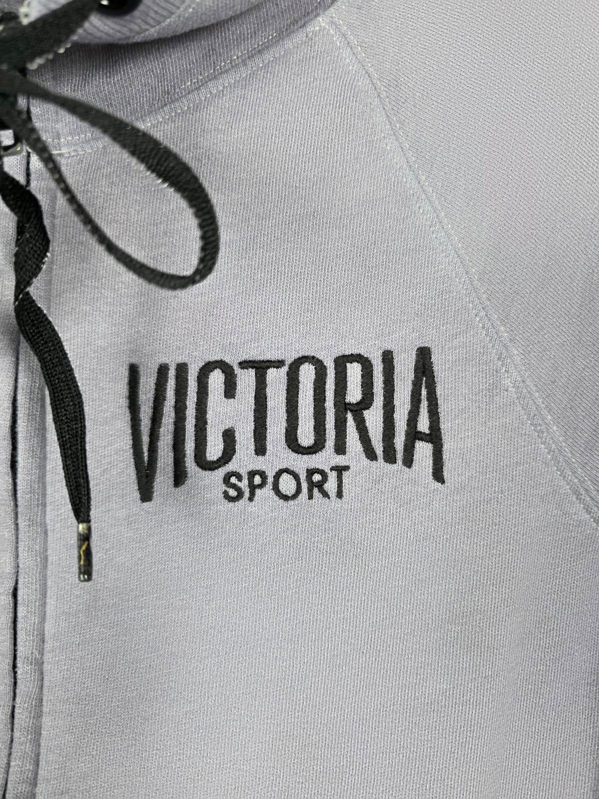 Victorias Secret SPORT Double Zip Hoodie Jacket Grey SMALL