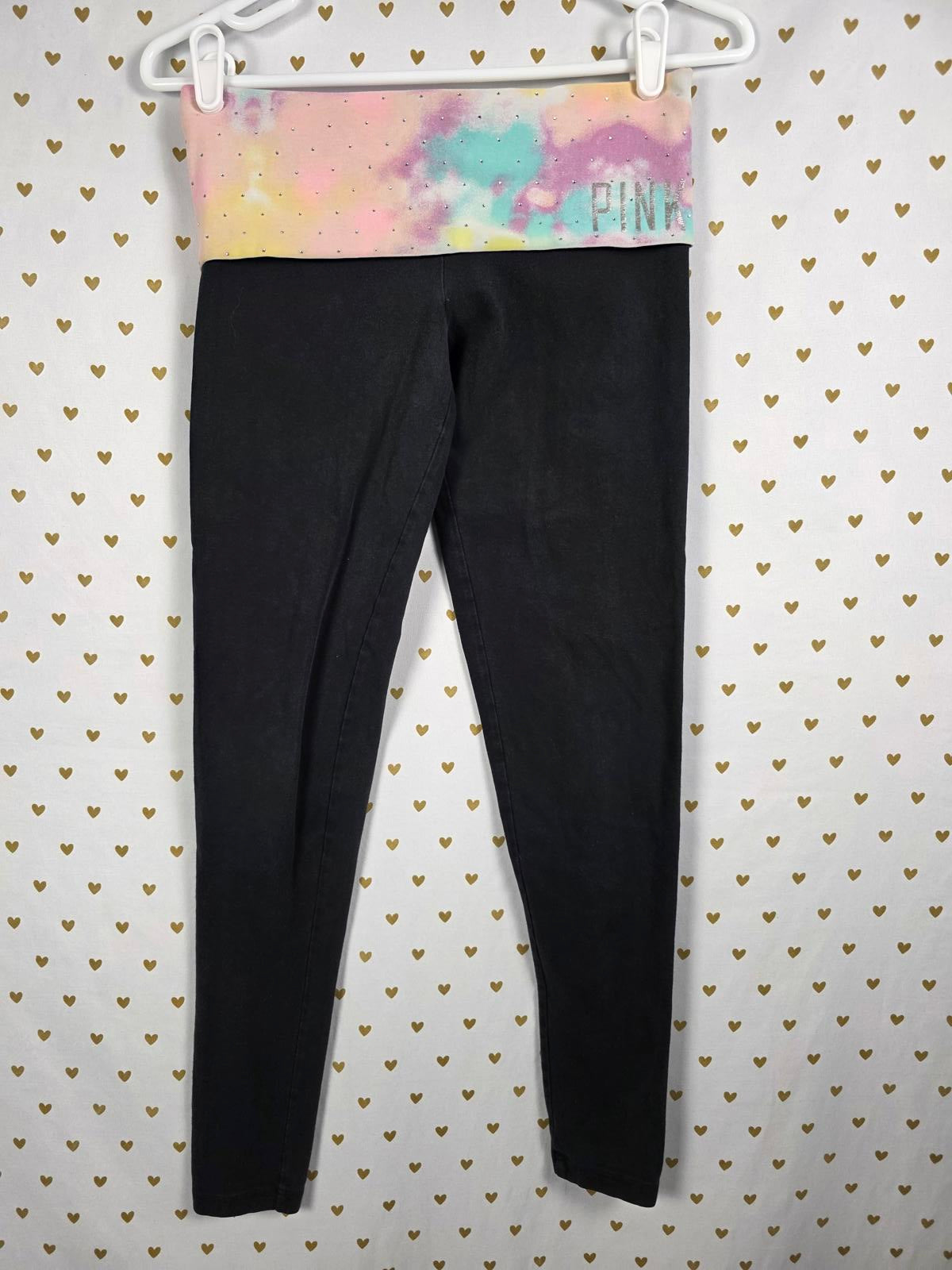 Victorias Secret PINK Vintage Y2K Foldover Bling Studded Yoga Pants Capri XS
